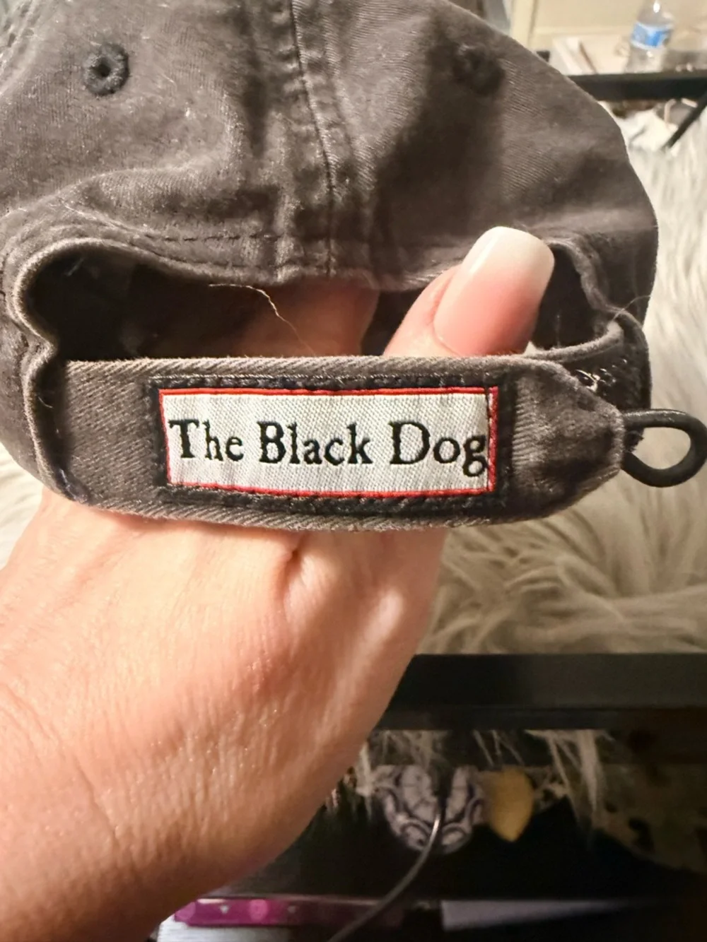 The Black Dog Black Baseball Cap with White Dog Embroidery and Red Collar - Picture 2 of 6